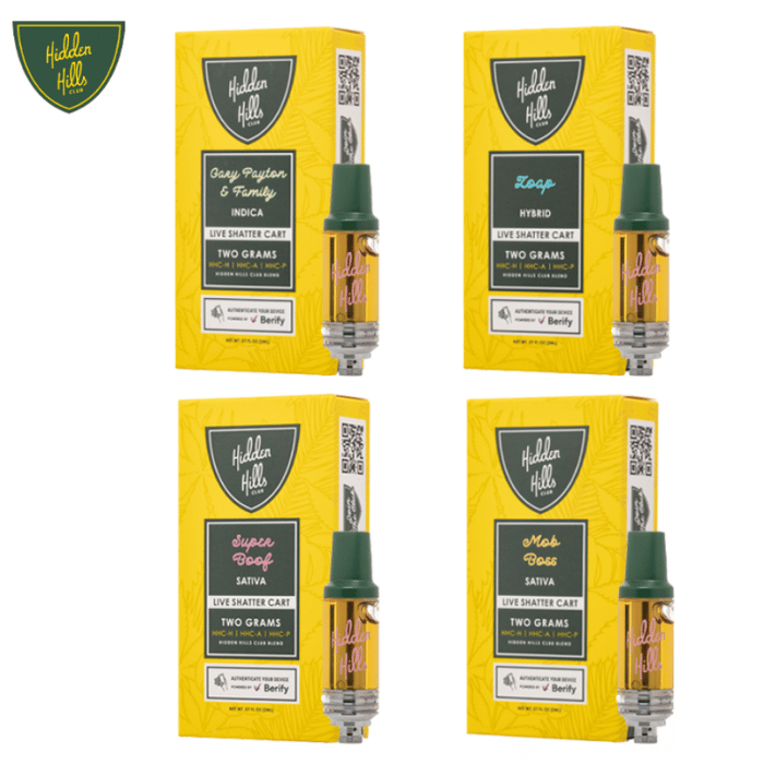 Hidden Hills Live Shatter Vape Cartridge 2GM/5CT/PK